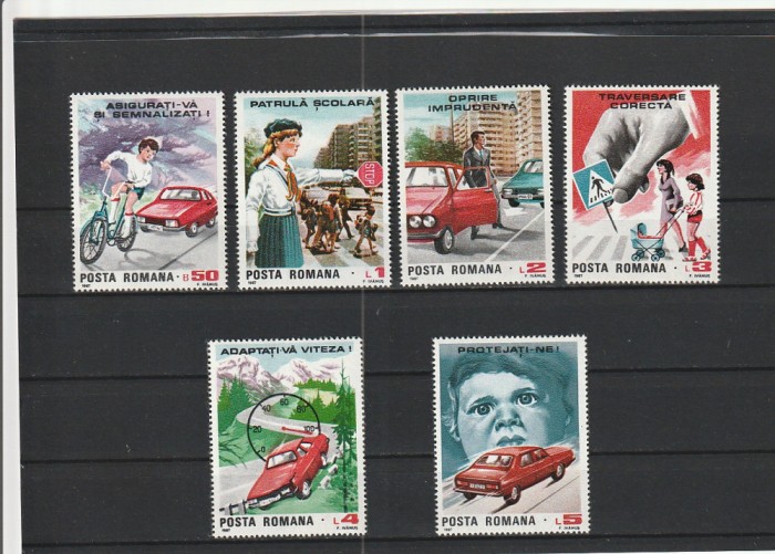 ROMANIA 1987 LP 1192 CIRCULATIA RUTIERA SERIE MNH NESTAMPILATA