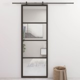 VidaXL Ușă glisantă aluminiu și sticlă ESG 76x205 cm negru