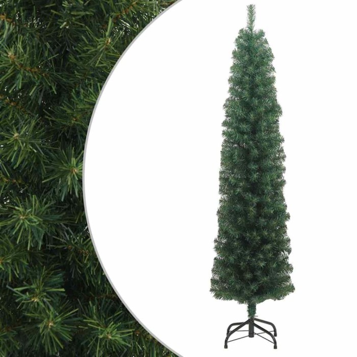 Pom de Crăciun artificial subțire cu suport verde 240 cm PVC