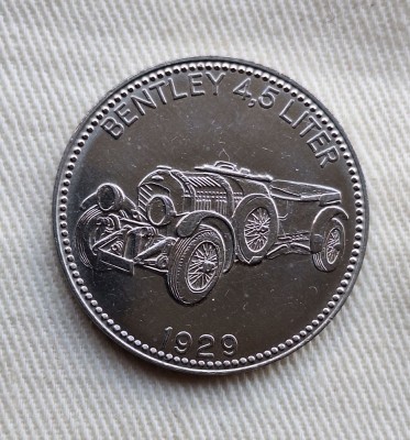 BENTLEY - model 1929, automobil de epoca medalie medalion jeton auto foto