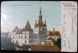 Carte Postala, Sighisoara, Internatul de baieti si Turnul cu ceas, 1905
