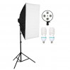 Softbox cu soclu de 4 becuri, trepied reglabil 200 cm, 2 becuri de 150W, Dactylion