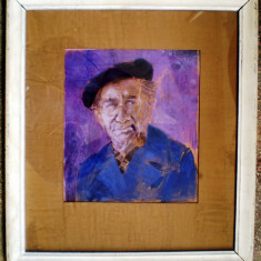 T.084 TABLOU PASTEL PORTRET SEMNAT GHEORGHE GLAUBER