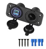 Cumpara ieftin Panou universal cu 2 iesiri USB 5V x 2.1A si priza de 12V pentru bricheta, rezistent la apa