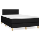 vidaXL Pat cu arcuri, saltea și LED, negru, 120x190 cm, textil 3270090