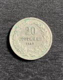 Moneda 20 stotinski 1913 Bulgaria, Europa