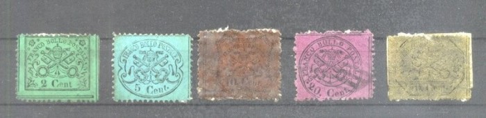 Italy Church State 1867 Coat of arms, Mi.12,14-17, paper on back, MH S.390