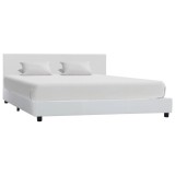 Cumpara ieftin Cadru de pat, alb, 160x200 cm, piele ecologică