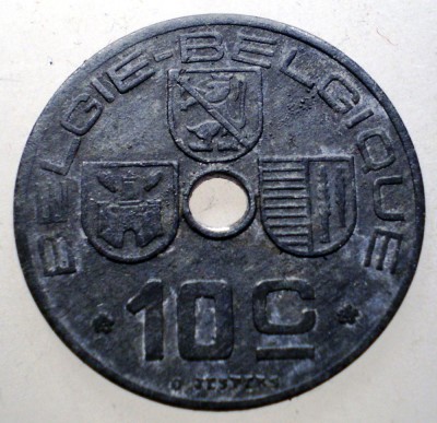 7.314 BELGIA WWII 10 CENTIMES 1943 foto