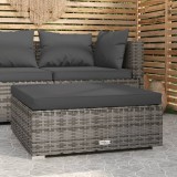 Gossi taburet de gradina cu perna, gri, 70x70x30 cm, poliratan
