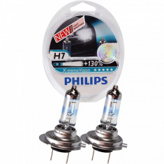 Set 2 becuri auto cu halogen pentru far Philips X-treme Vision +130% mai multa lumina H7 12V 55W PX26D foto