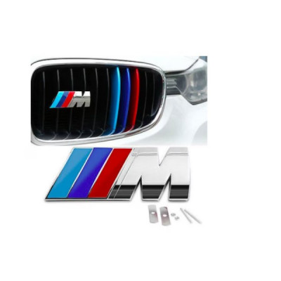 Emblema Grila BMW Mpower Crom M Power metalica prindere surub foto