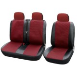 2+1 Universal Huse Scaune pentru Microbuze Negru Rosu Piele Textile