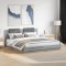 vidaXL Cadru de pat cu tăblie și lumini LED, gri sonoma, 160x200 cm 3210001