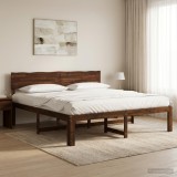 Cumpara ieftin Cadru de pat dublu cu spatar ROSTOCK Maro inchis 200 x 200 cm
