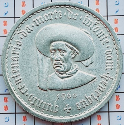 Portugalia 10 Escudos (Prince Henry the Navigator) 1960 argint - km 588 - A034 foto
