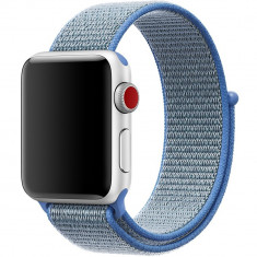 Curea iUni compatibila cu Apple Watch 1/2/3/4/5/6/7, 42mm, Nylon Sport, Woven Strap, Blue foto