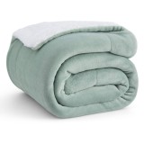 Cumpara ieftin Patura Sherpa Bedsure, lana fleece, fata-verso, moale si calduroasa, 150x200 cm XL, verde