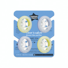 Suzeta de noapte Tommee Tippee Closer to Nature Breast like pacifier 0-6 luni rozgalben 4 buc