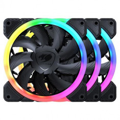 Set 3 ventilator Cougar Vortex VK120 RGB, iluminare RGB, 120mm, 1500 rpm, PWM (Negru)