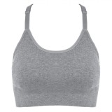 Bustieră Sport Fără Cusături, Gri Melanj, Pernuțe, Spate Sport, S/M