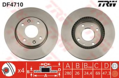 Disc frana KIA MAGENTIS (GD) (2001 - 2005) TRW DF4710 foto