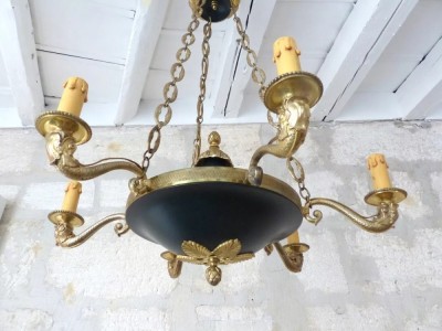 Candelabru antic in stilul francez Empire cu elemente din bronz foto
