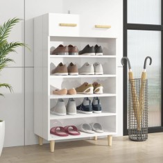 vidaXL Pantofar, alb extralucios, 60x35x105 cm, lemn prelucrat foto