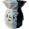 Lampa aromaterapie &icirc;n 3 culori, suport pentru uleiuri esentiale si lumanari, vas ceramica alb negru