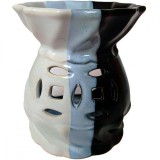 Lampa aromaterapie &icirc;n 3 culori, suport pentru uleiuri esentiale si lumanari, vas ceramica alb negru