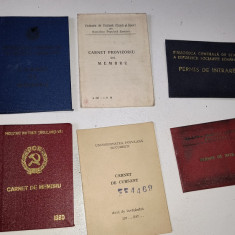 LOT CARNET MEMBRU PCR,PERMIS BIBLIOTECA CENTRALA RSR,CARNET UNIVERSITATEA POPUL