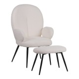 Cumpara ieftin Fotoliu cu taburet Qarar, Pako World, Alb, 67x67x106 cm