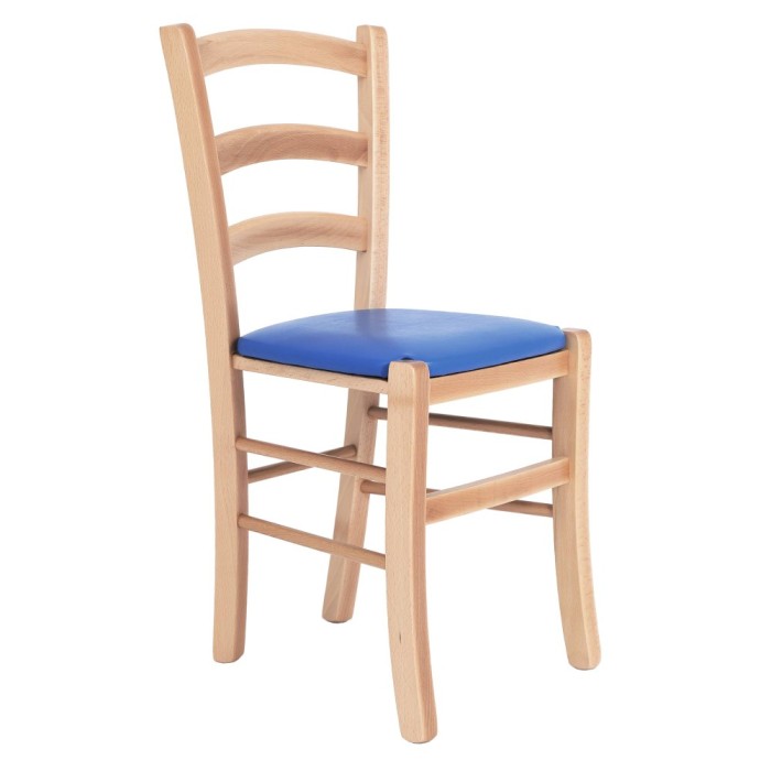 Scaun Paesana - cadru natur - imitatie piele albastru - 21898