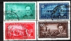 GERMANIA (DDR) 1955 &ndash; PERSONALITATI. SERIE STAMPILATA DEPARAIATA, F135