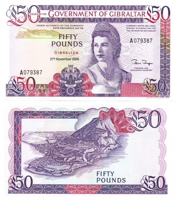 Gibraltar 50 Pounds 1986 P-24 UNC