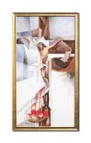 Tablou Rastignirea Domnului Iisus Hristos pictat manual inramat, 100x55cm ulei pe panza, rama din lemn, Geo Ungureanu