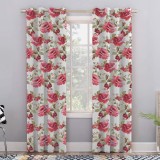 Set draperii blackout model floral cu inele auriu antic, Madison, 150x230 cm, densitate 700 g/ml, Rosa Damascena, 2 buc