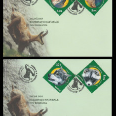 2011 Romania, 2 FDC Fauna din rezervatii naturale LP 1909, plicuri prima zi