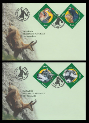 2011 Romania, 2 FDC Fauna din rezervatii naturale LP 1909, plicuri prima zi foto