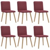VidaXL Scaune de bucătărie pivotante, 6 buc., roșu vin, textil