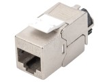 Modul RJ45 Keystone Argintie Cat 6a - Ecranat, fără unelte