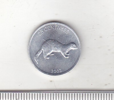 bnk mnd RD Congo 25 centimes 2002 unc , fauna foto