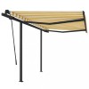 Copertina retractabila automat cu stalpi, galben&amp;alb 3,5x2,5 m