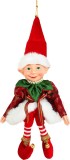 Decoratiune Elf Craciun MagicHome Suspendabila Textil Rosu 35 cm