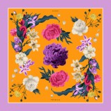 Cumpara ieftin Batic Matase Naturala Secret Garden Lila Orange 90x90 cm Floral Fabricat in Italia