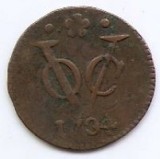 Indiile de Est Olandeze 1 Duit 1734 - (Holland) Cupru, 21 mm KM-70