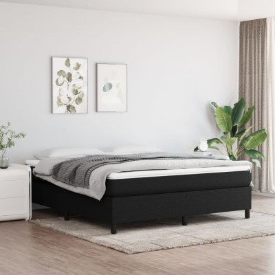 vidaXL Pat box spring cu saltea, negru, 180x200 cm, catifea foto