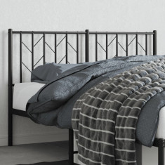 vidaXL Tăblie de pat metalică, negru, 135 cm