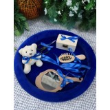 Cumpara ieftin Tavita Mot/Turta, Buretata din Catifea cu 7 Piese - Albastra - TPT503