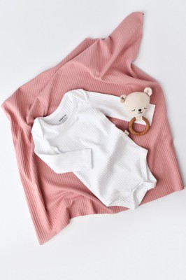 Body Bebe Unisex cu maneca lunga din 95% bumbac organic cu 5% elastan - Alb, BabyCosy (Marime: 6-9 luni) foto